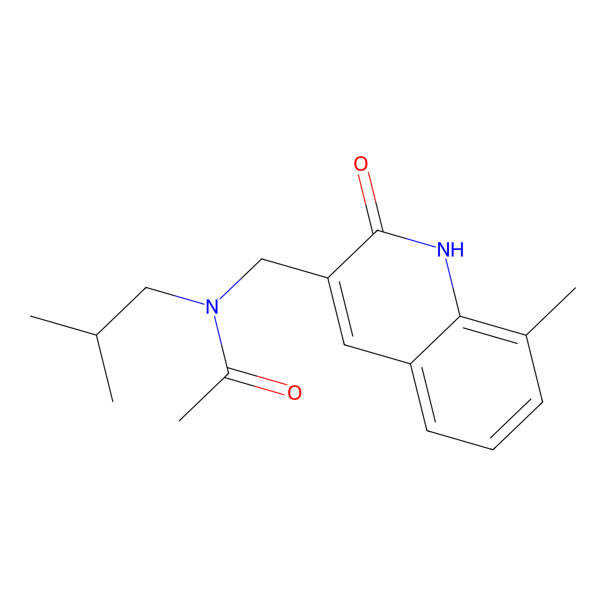 N-[(8-methyl-2-oxo-1H-quinolin-3-yl)methyl]-N-(2-methylpropyl)acetamide molecular structure, CAS 838865-26-2