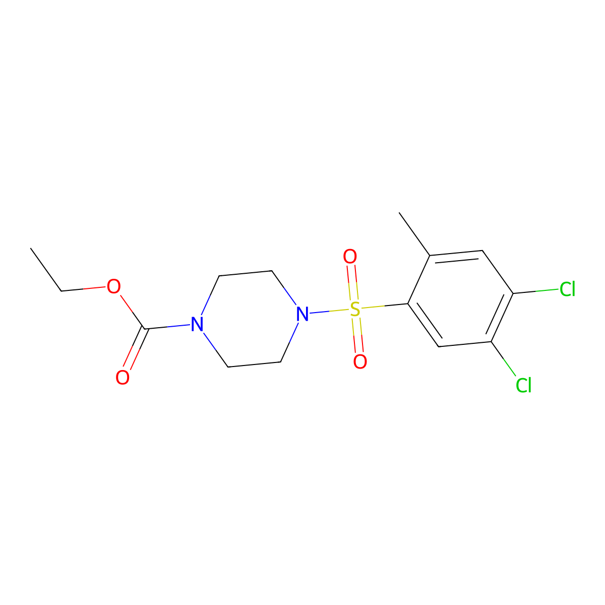Ethyl 4-[(4,5-dichloro-2-methylphenyl)sulfonyl]piperazinecarboxylate molecular structure, CAS 838865-46-6