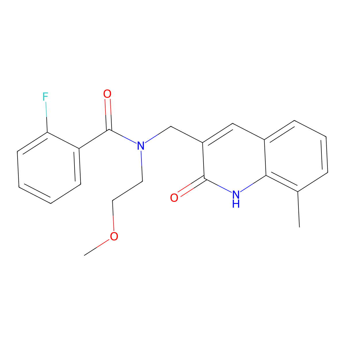 2-fluoro-N-(2-methoxyethyl)-N-[(8-methyl-2-oxo-1H-quinolin-3-yl)methyl]benzamide molecular structure, CAS 838865-49-9
