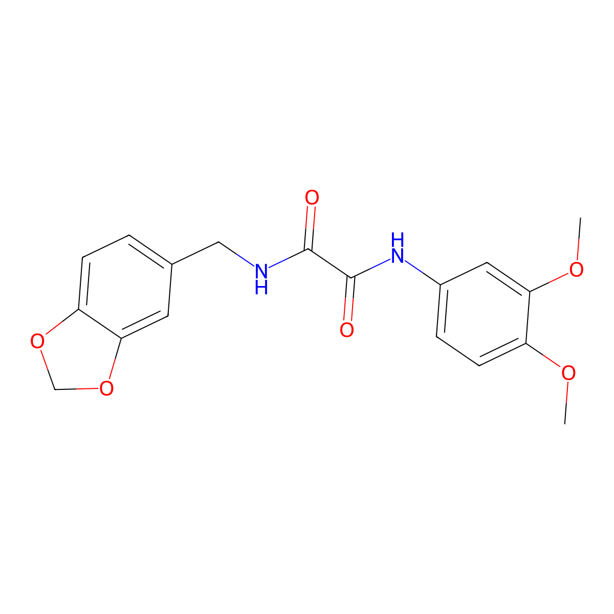 N-(1,3-benzodioxol-5-ylmethyl)-N'-(3,4-dimethoxyphenyl)oxamide molecular structure, CAS 838865-53-5