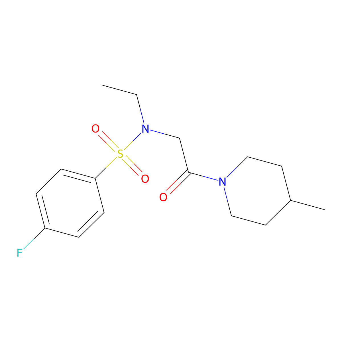 N-ethyl-4-fluoro-N-[2-(4-methylpiperidin-1-yl)-2-oxoethyl]benzenesulfonamide molecular structure, CAS 838865-64-8