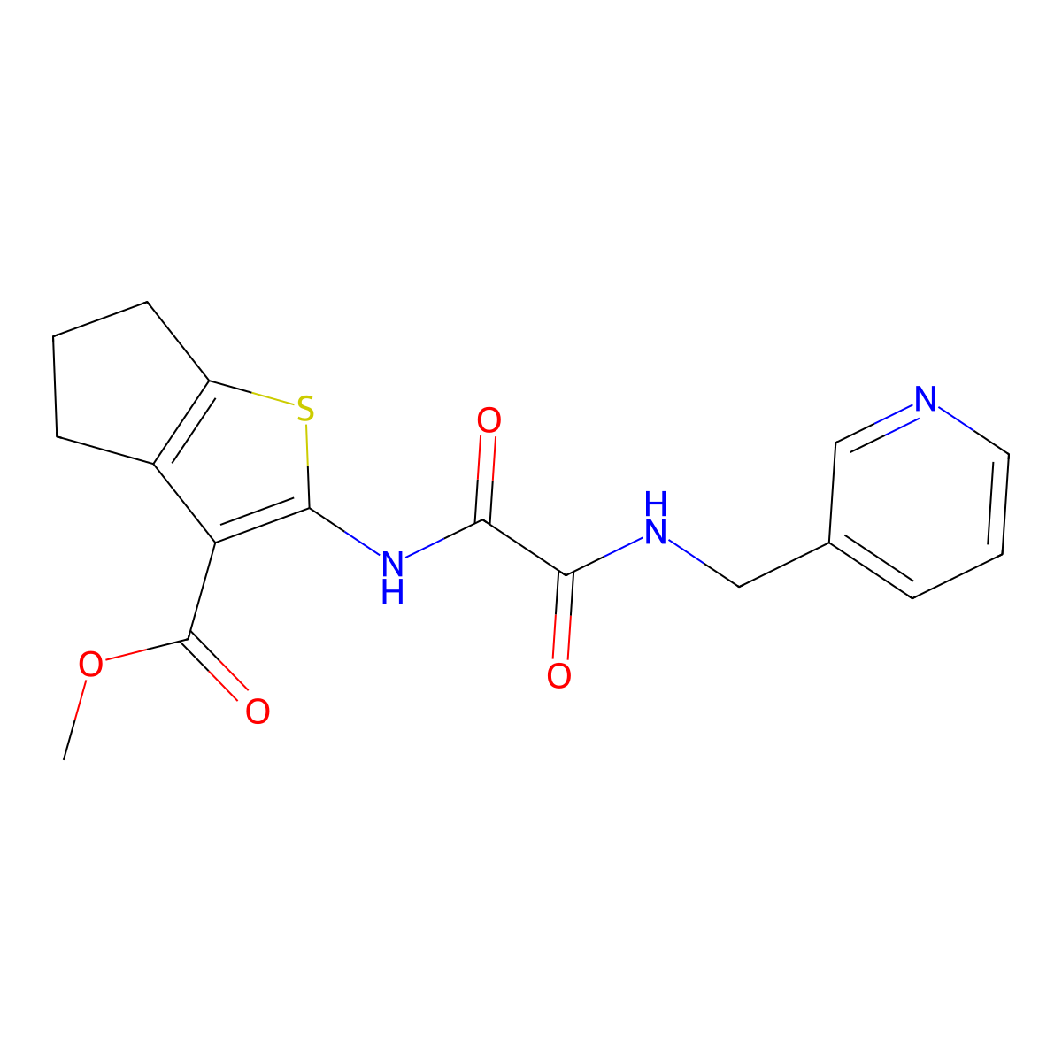 methyl 2-[[2-oxo-2-(pyridin-3-ylmethylamino)acetyl]amino]-5,6-dihydro-4H-cyclopenta[b]thiophene-3-carboxylate molecular structure, CAS 838865-66-0
