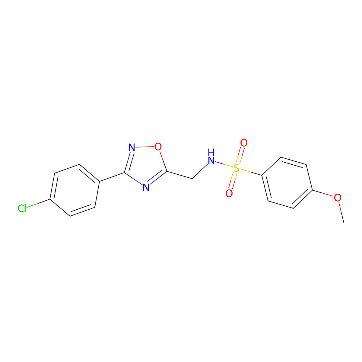 N-[[3-(4-chlorophenyl)-1,2,4-oxadiazol-5-yl]methyl]-4-methoxybenzenesulfonamide molecular structure, CAS 838865-68-2