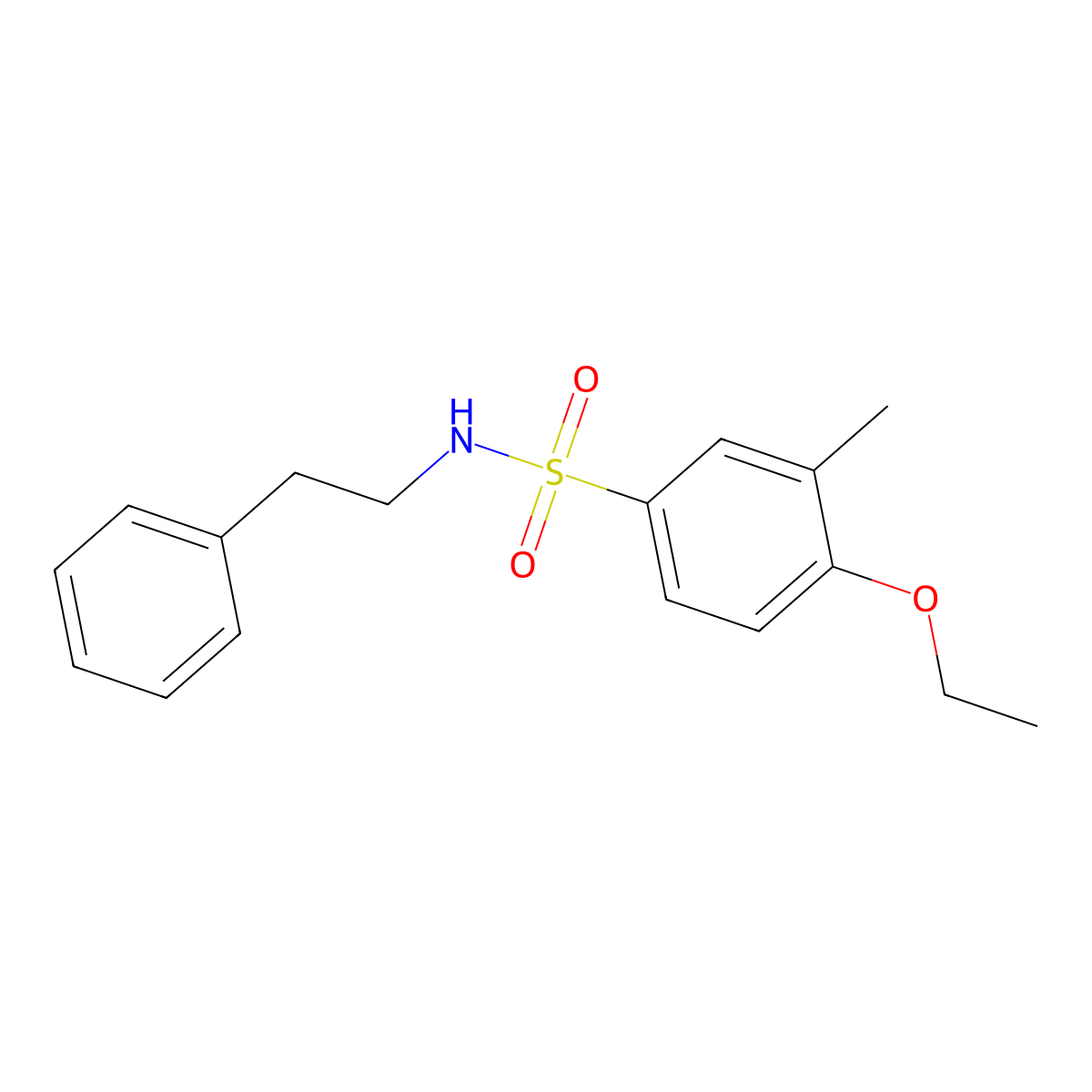 4-ethoxy-3-methyl-N-(2-phenylethyl)benzenesulfonamide molecular structure, CAS 838865-73-9