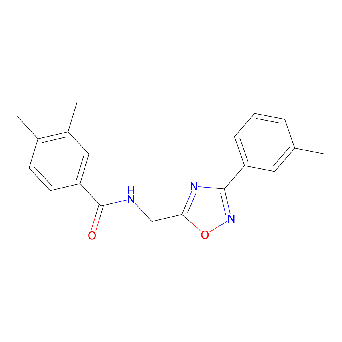 3,4-dimethyl-N-[[3-(3-methylphenyl)-1,2,4-oxadiazol-5-yl]methyl]benzamide molecular structure, CAS 838865-78-4