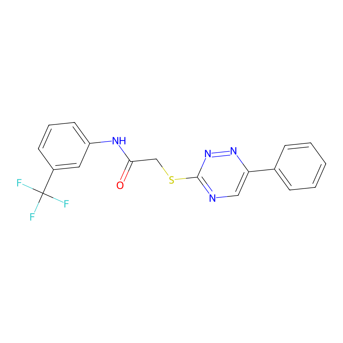 2-[(6-phenyl-1,2,4-triazin-3-yl)sulfanyl]-N-[3-(trifluoromethyl)phenyl]acetamide molecular structure, CAS 838865-81-9