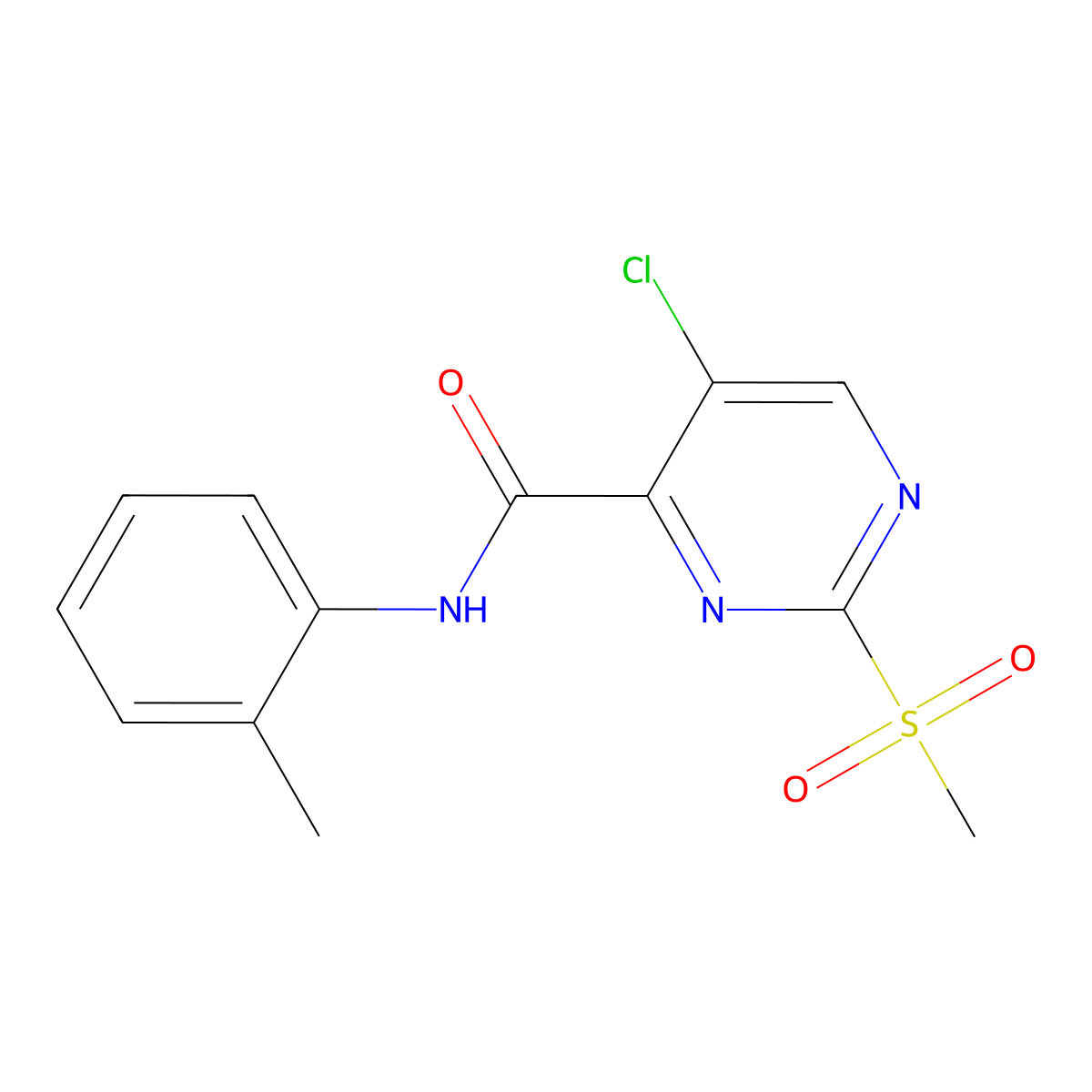 5-chloro-2-methanesulfonyl-N-(2-methylphenyl)pyrimidine-4-carboxamide molecular structure, CAS 838865-84-2