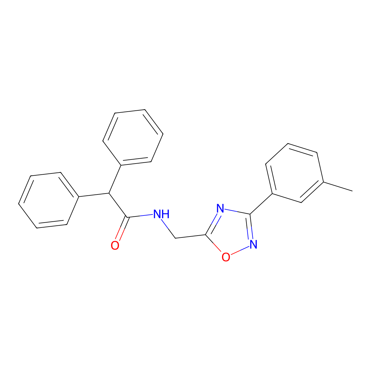 N-[[3-(3-methylphenyl)-1,2,4-oxadiazol-5-yl]methyl]-2,2-diphenylacetamide molecular structure, CAS 838865-87-5