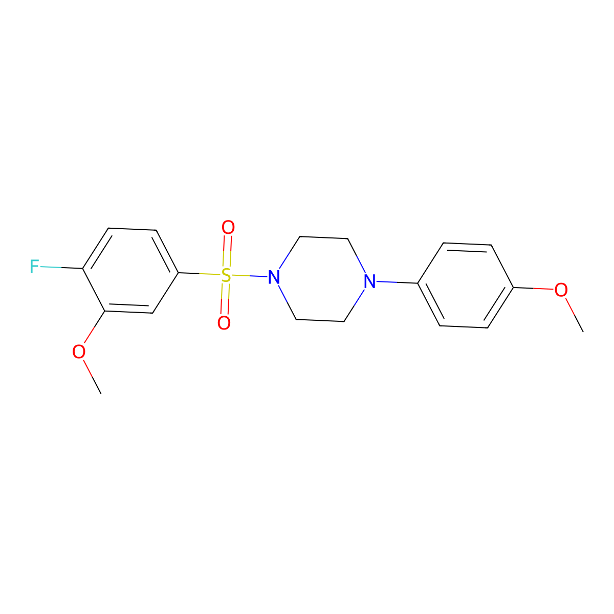 1-[(4-Fluoro-3-methoxyphenyl)sulfonyl]-4-(4-methoxyphenyl)piperazine molecular structure, CAS 838865-89-7