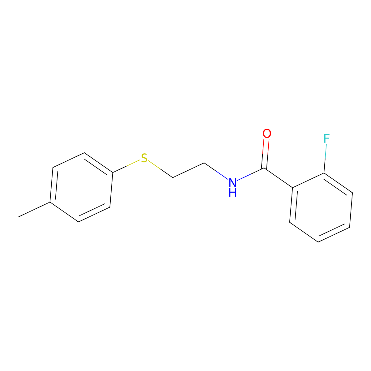 2-fluoro-N-[2-(4-methylphenyl)sulfanylethyl]benzamide molecular structure, CAS 838866-00-5