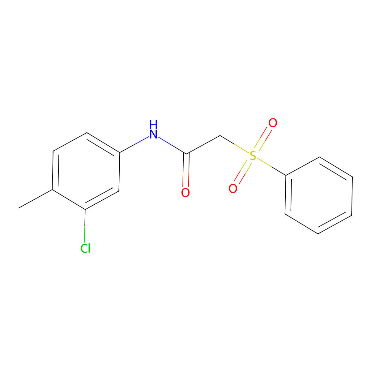 2-(benzenesulfonyl)-N-(3-chloro-4-methylphenyl)acetamide molecular structure, CAS 838866-01-6