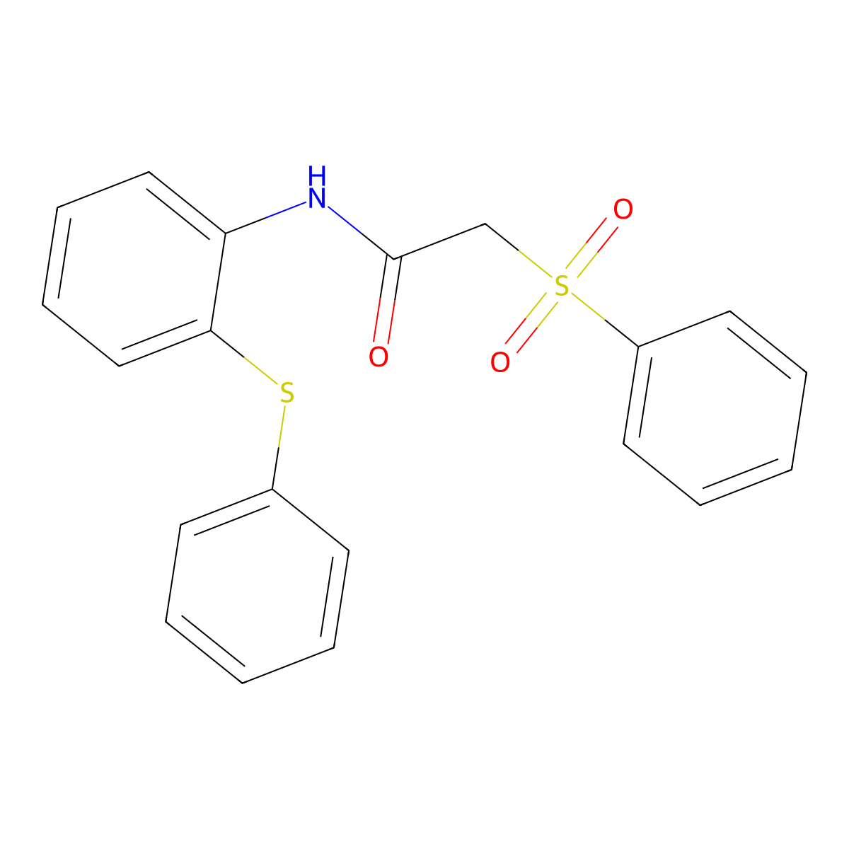2-(benzenesulfonyl)-N-(2-phenylsulfanylphenyl)acetamide molecular structure, CAS 838866-05-0