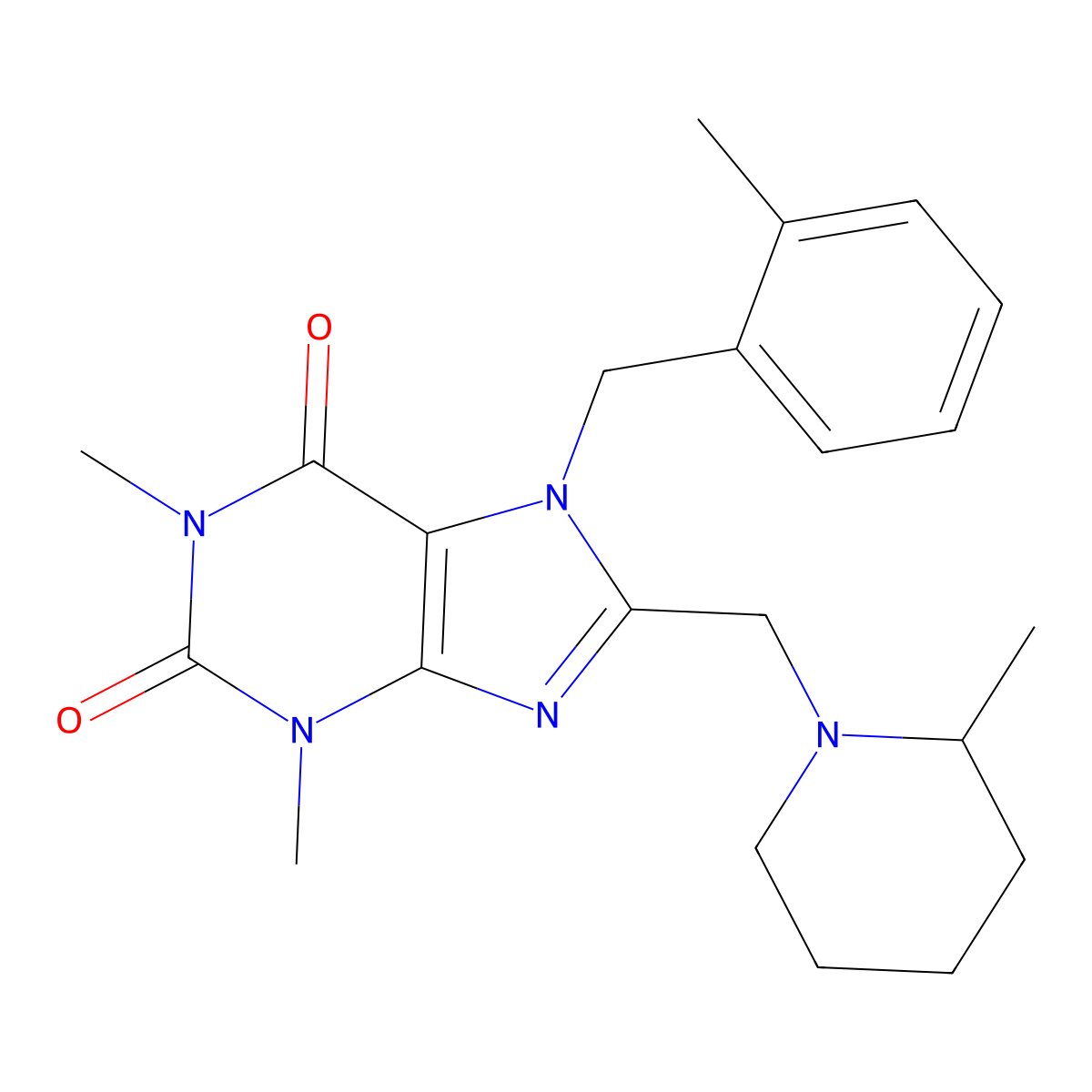 1,3-Dimethyl-7-[(2-methylphenyl)methyl]-8-[(2-methylpiperidin-1-yl)methyl]purine-2,6-dione molecular structure, CAS 838866-07-2
