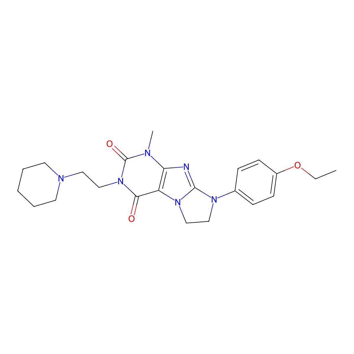 8-(4-ethoxyphenyl)-1-methyl-3-(2-(piperidin-1-yl)ethyl)-7,8-dihydro-1H-imidazo[2,1-f]purine-2,4(3H,6H)-dione molecular structure, CAS 838866-14-1