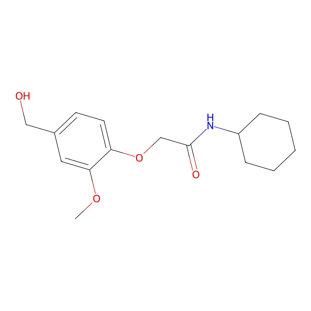 N-cyclohexyl-2-[4-(hydroxymethyl)-2-methoxyphenoxy]acetamide molecular structure, CAS 838866-31-2