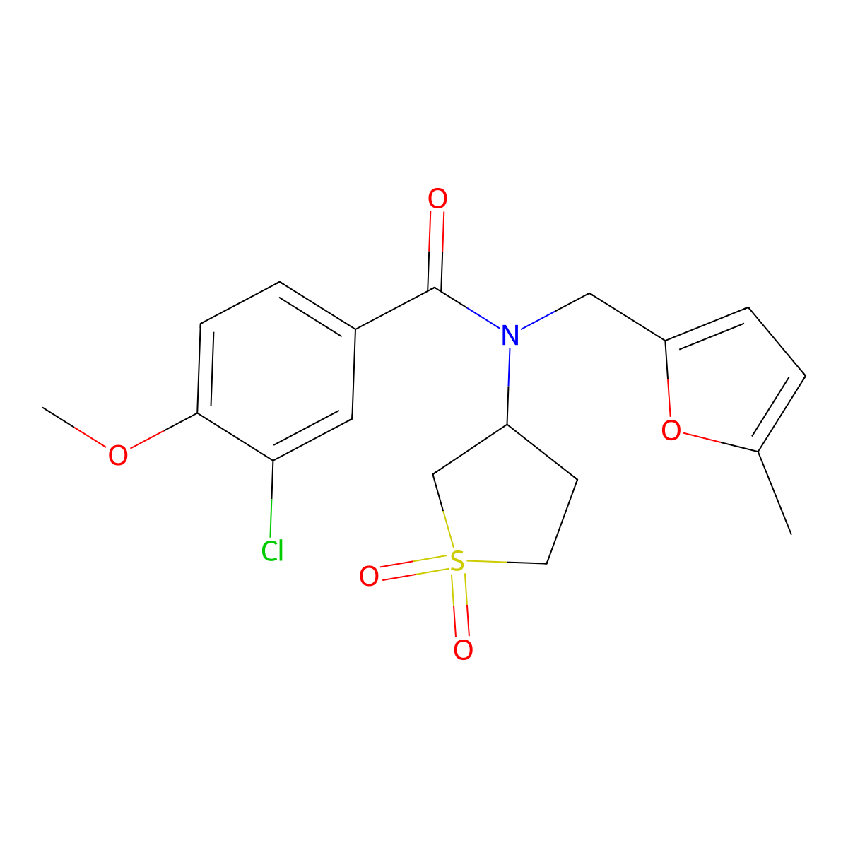 3-chloro-N-(1,1-dioxidotetrahydrothiophen-3-yl)-4-methoxy-N-[(5-methylfuran-2-yl)methyl]benzamide molecular structure, CAS 838866-33-4