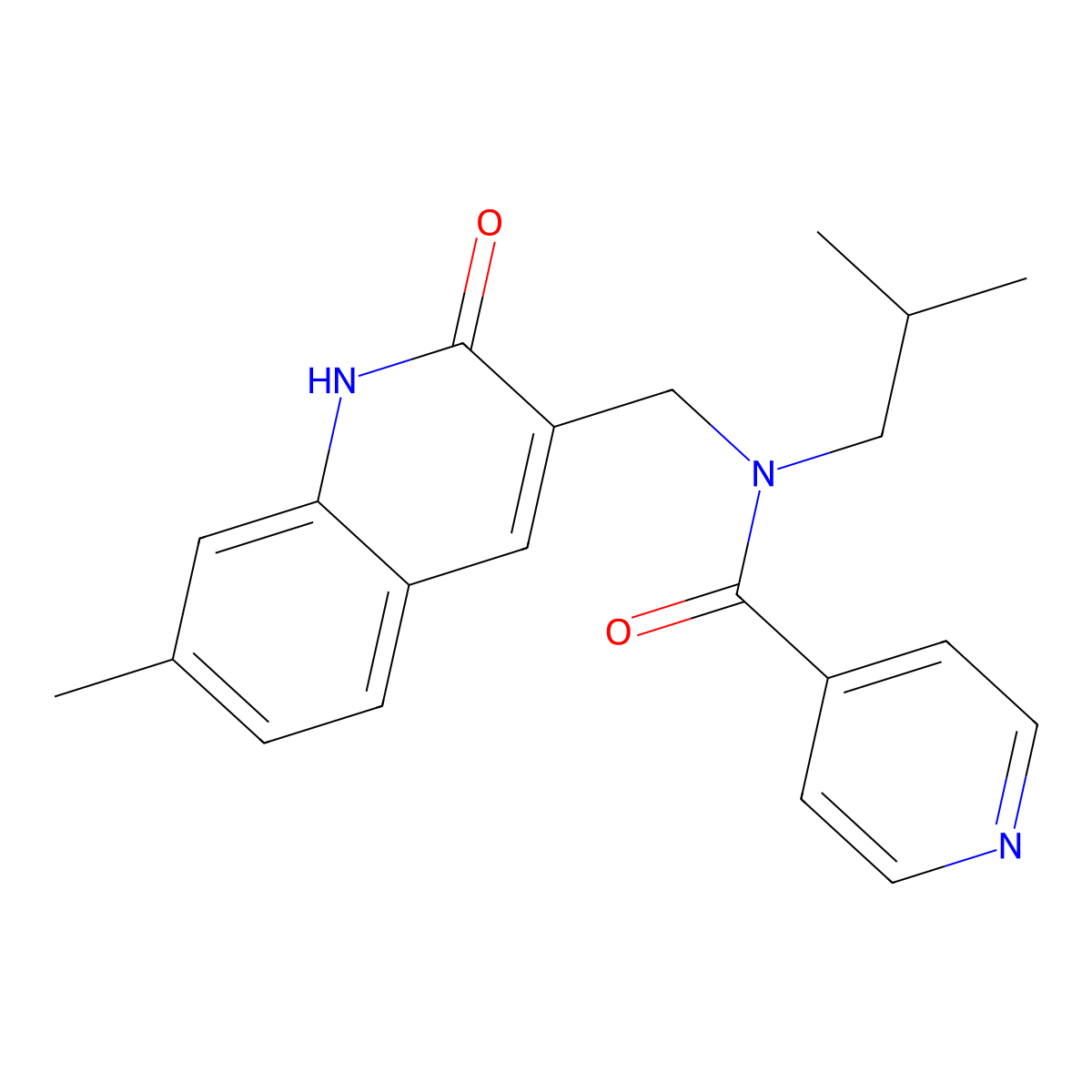 N-[(7-methyl-2-oxo-1H-quinolin-3-yl)methyl]-N-(2-methylpropyl)pyridine-4-carboxamide molecular structure, CAS 838866-37-8