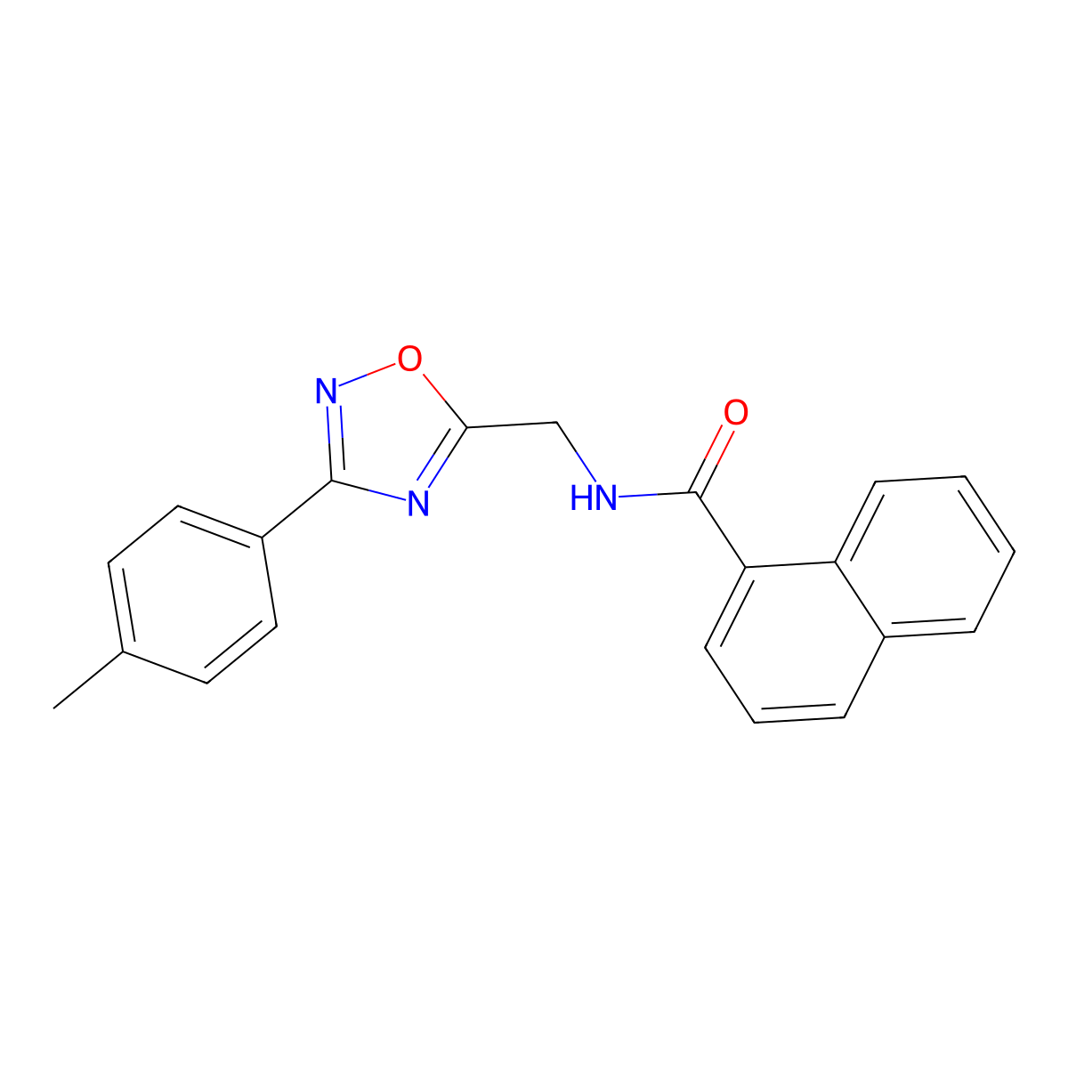 N-[[3-(4-methylphenyl)-1,2,4-oxadiazol-5-yl]methyl]naphthalene-1-carboxamide molecular structure, CAS 838866-40-3