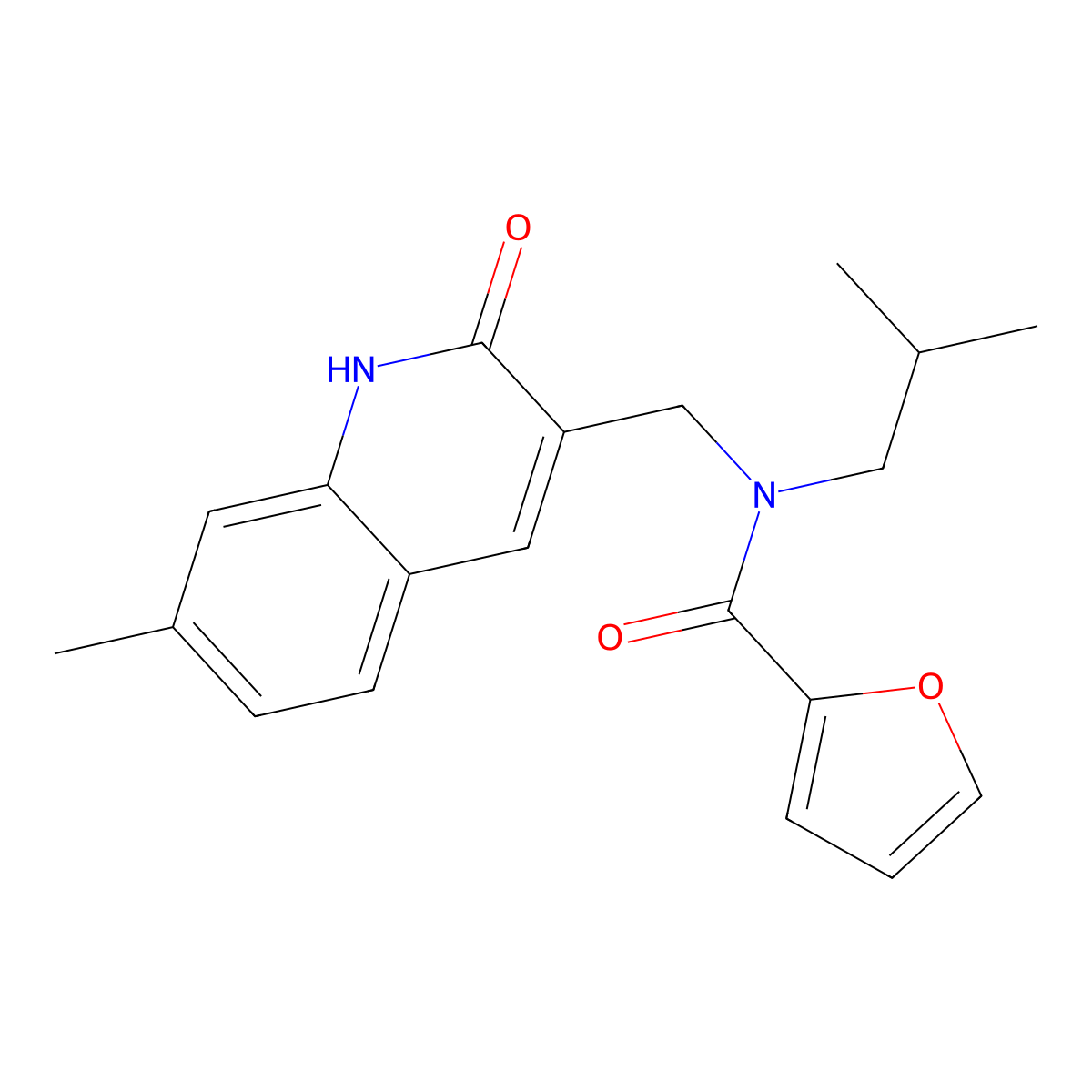 N-[(7-methyl-2-oxo-1H-quinolin-3-yl)methyl]-N-(2-methylpropyl)furan-2-carboxamide molecular structure, CAS 838866-50-5