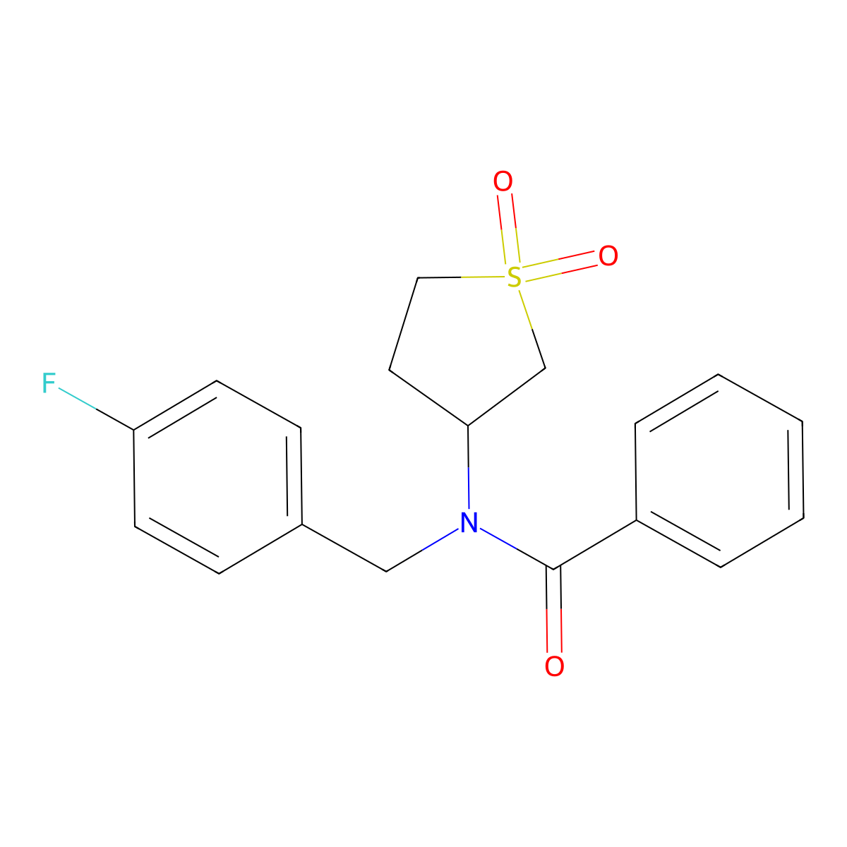 N-(1,1-dioxidotetrahydrothiophen-3-yl)-N-(4-fluorobenzyl)benzamide molecular structure, CAS 838866-62-9