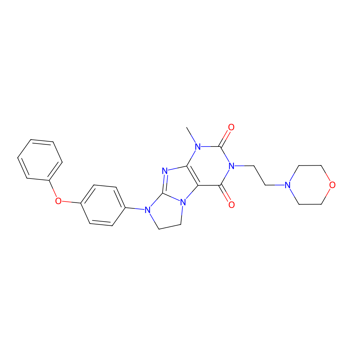 4-Methyl-2-(2-morpholin-4-ylethyl)-6-(4-phenoxyphenyl)-7,8-dihydropurino[7,8-a]imidazole-1,3-dione molecular structure, CAS 838866-72-1