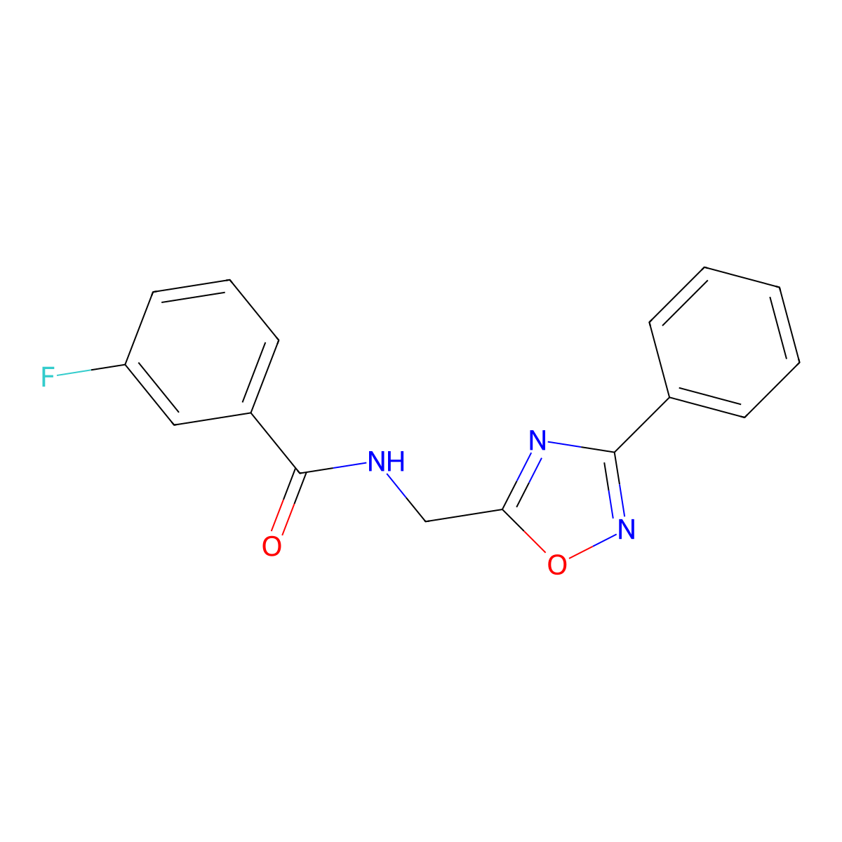 3-Fluoro-N-((3-phenyl-1,2,4-oxadiazol-5-yl)methyl)benzamide molecular structure, CAS 838867-01-9