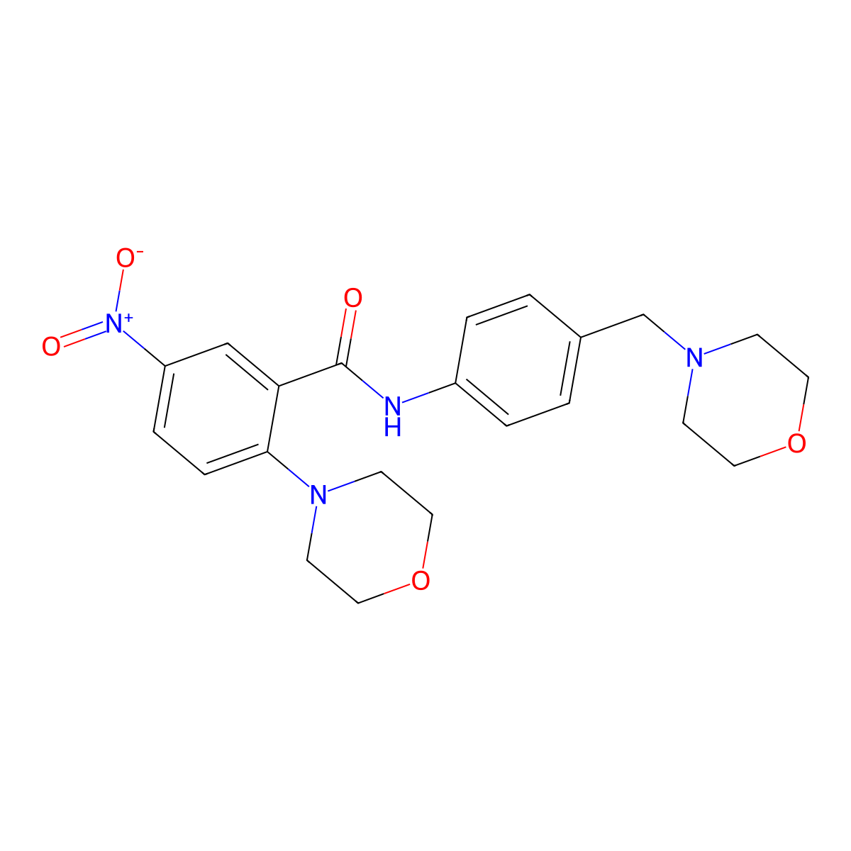 2-morpholin-4-yl-N-[4-(morpholin-4-ylmethyl)phenyl]-5-nitrobenzamide molecular structure, CAS 838867-06-4
