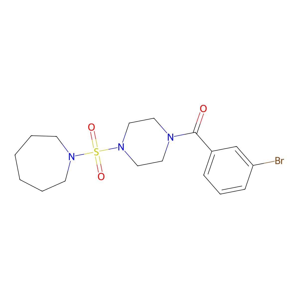 (4-(Azepan-1-ylsulfonyl)piperazin-1-yl)(3-bromophenyl)methanone molecular structure, CAS 838867-11-1