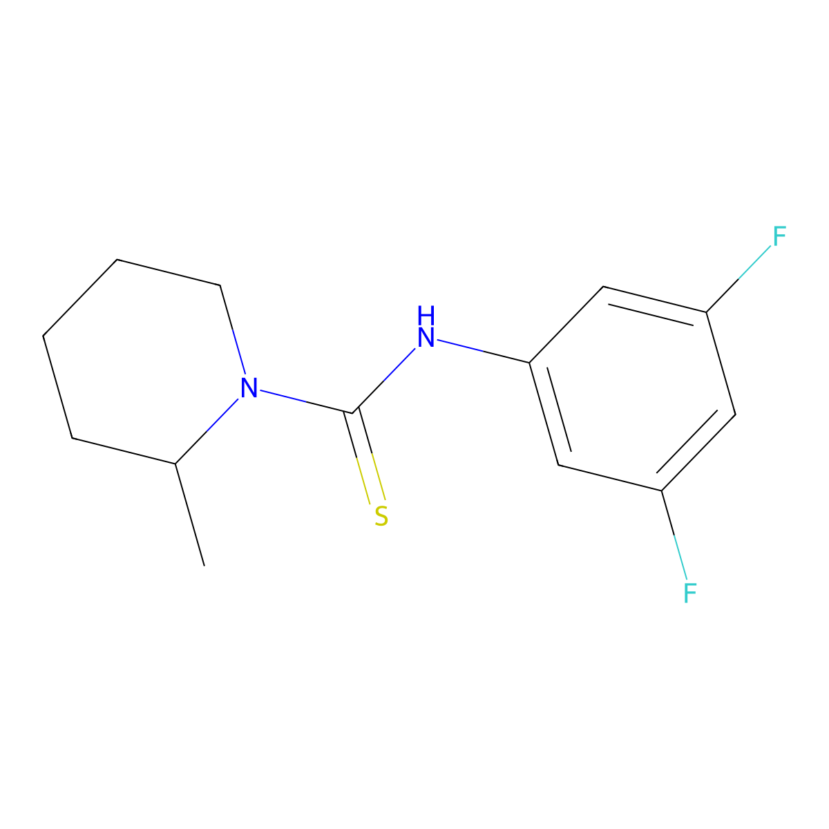 N-(3,5-difluorophenyl)-2-methylpiperidine-1-carbothioamide molecular structure, CAS 838867-15-5