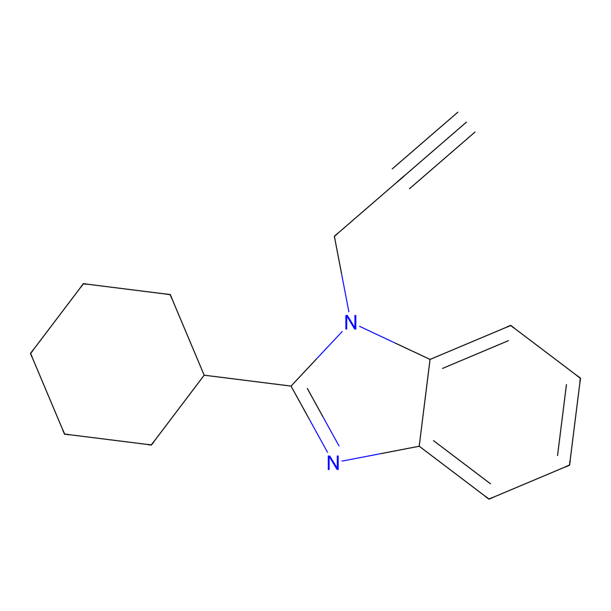 2-Cyclohexyl-1-prop-2-ynylbenzimidazole molecular structure, CAS 838867-22-4