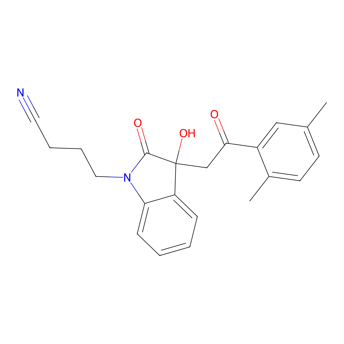 4-{3-[2-(2,5-dimethylphenyl)-2-oxoethyl]-3-hydroxy-2-oxo-2,3-dihydro-1H-indol-1-yl}butanenitrile molecular structure, CAS 838867-25-7