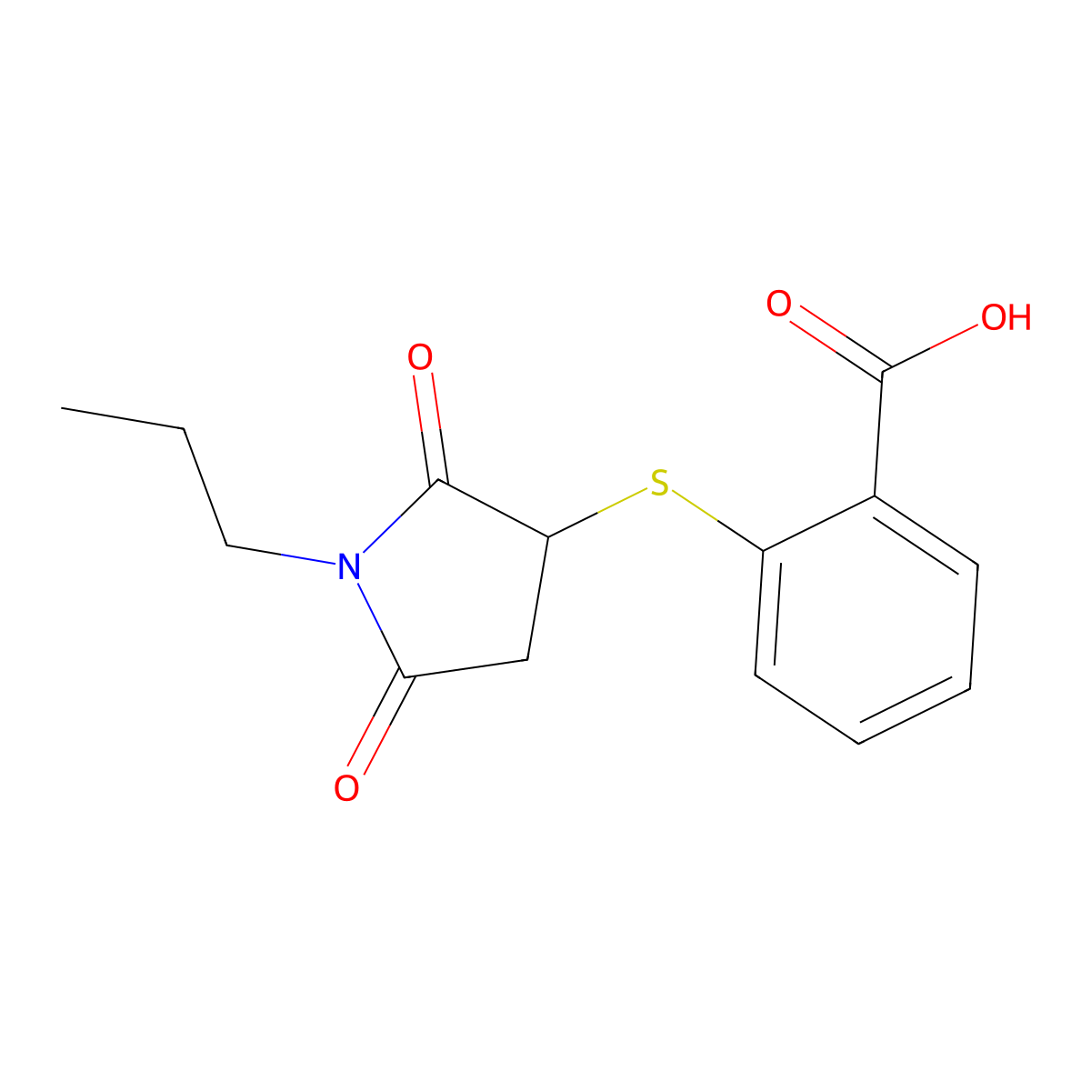 2-[(2,5-Dioxo-1-propylpyrrolidin-3-yl)sulfanyl]benzoic acid molecular structure, CAS 838867-39-3