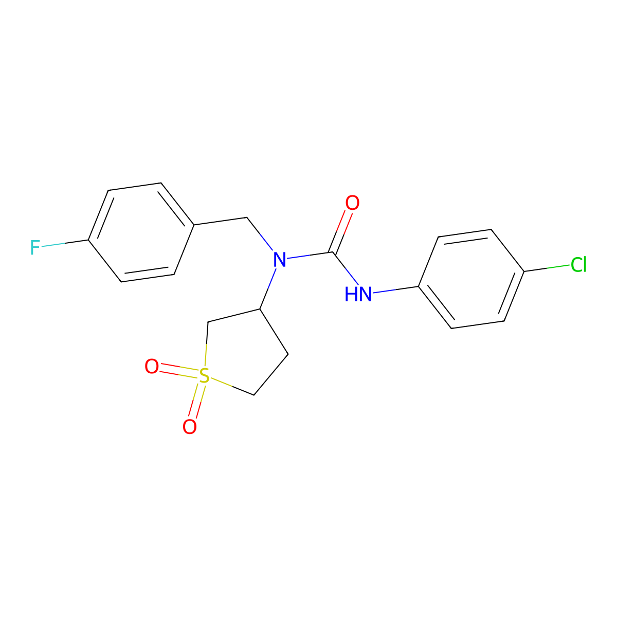 3-(4-Chlorophenyl)-1-(1,1-dioxidotetrahydrothiophen-3-yl)-1-(4-fluorobenzyl)urea molecular structure, CAS 838867-44-0