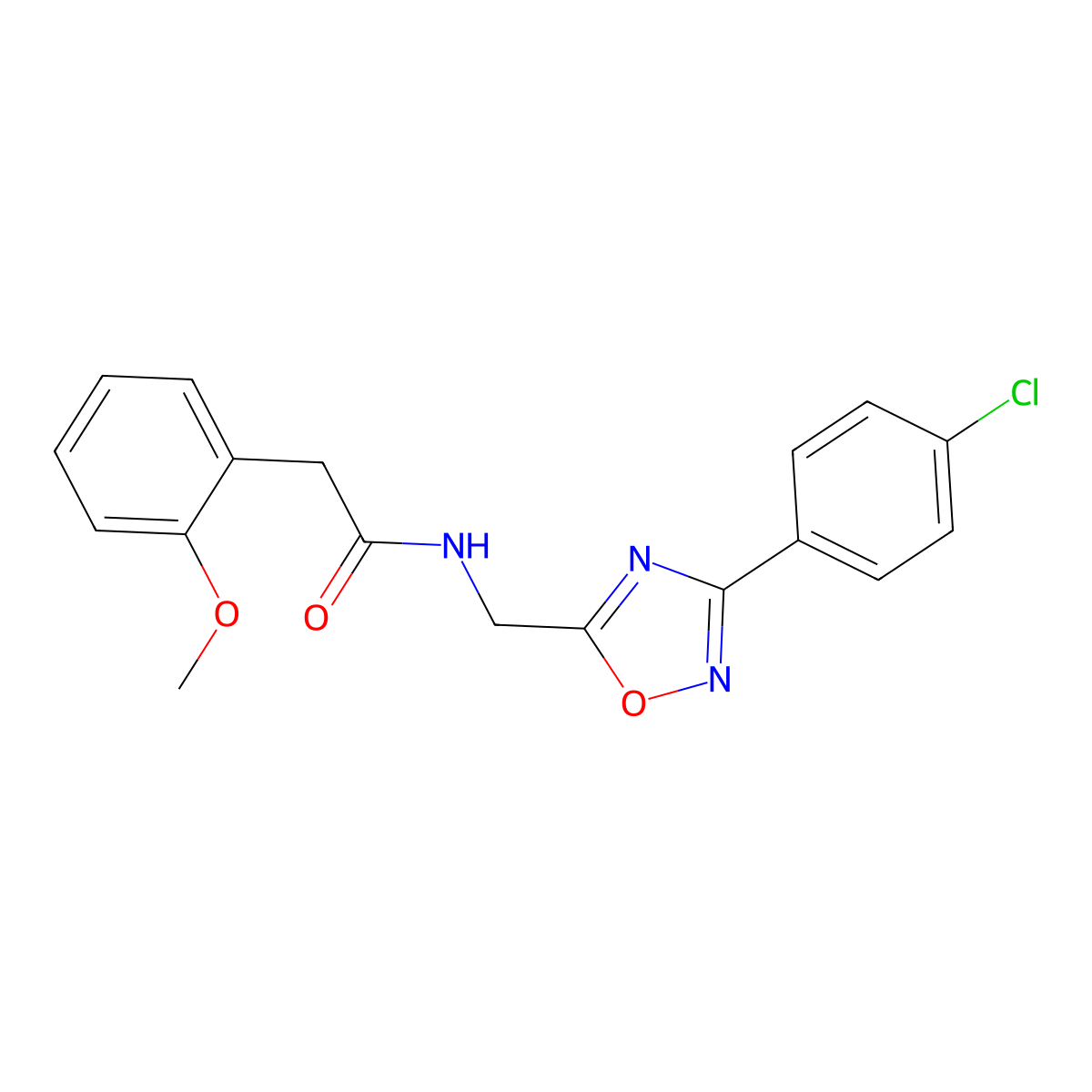 N-[[3-(4-chlorophenyl)-1,2,4-oxadiazol-5-yl]methyl]-2-(2-methoxyphenyl)acetamide molecular structure, CAS 838867-46-2