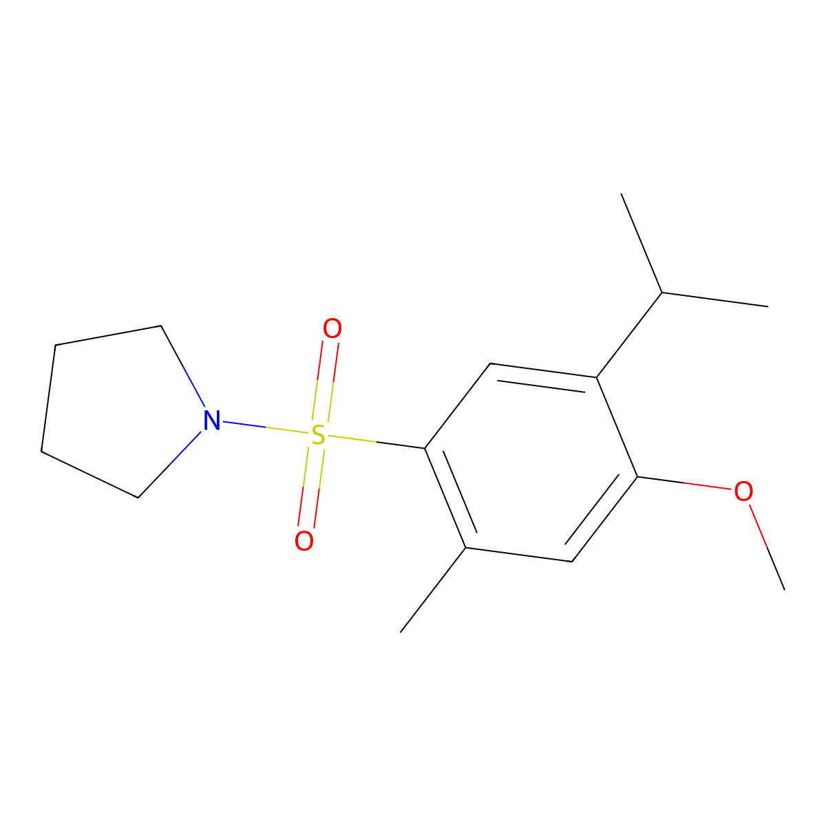 1-(4-Methoxy-2-methyl-5-propan-2-ylphenyl)sulfonylpyrrolidine molecular structure, CAS 838867-53-1