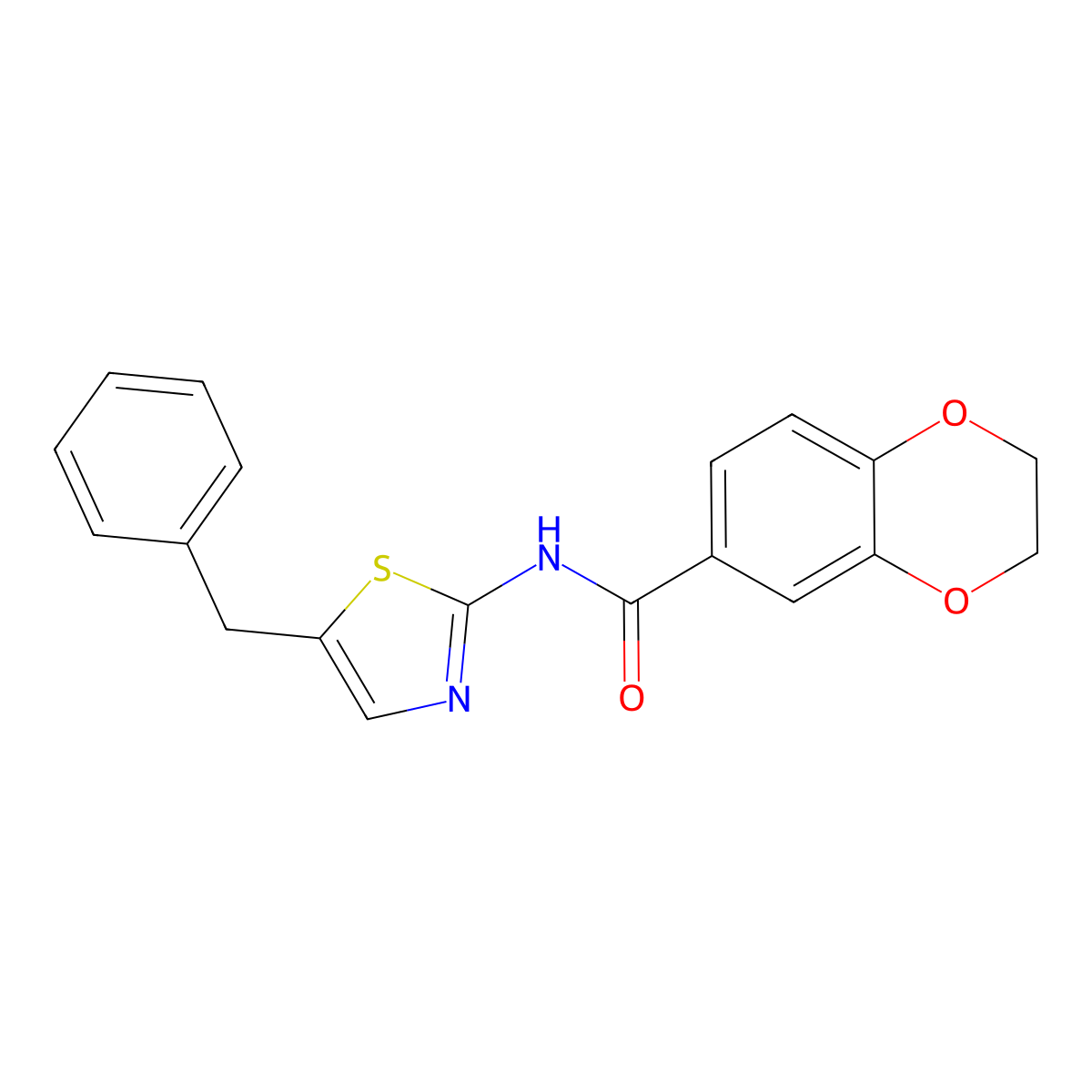 N-(5-benzyl-1,3-thiazol-2-yl)-2,3-dihydro-1,4-benzodioxine-6-carboxamide molecular structure, CAS 838867-57-5