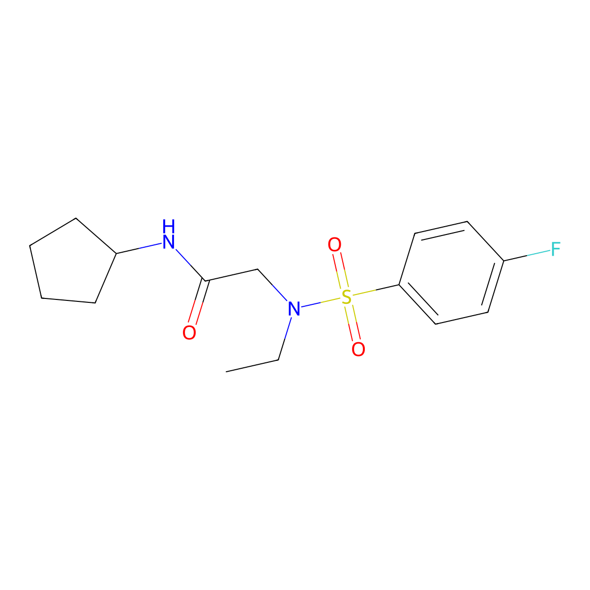 N-cyclopentyl-2-[ethyl-(4-fluorophenyl)sulfonylamino]acetamide molecular structure, CAS 838867-62-2