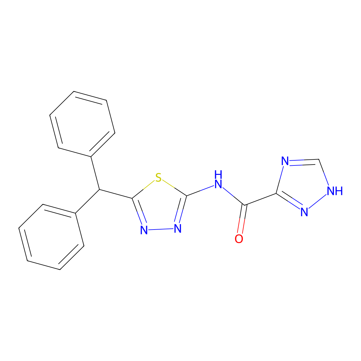 N-(5-benzhydryl-1,3,4-thiadiazol-2-yl)-1H-1,2,4-triazole-3-carboxamide molecular structure, CAS 838867-70-2