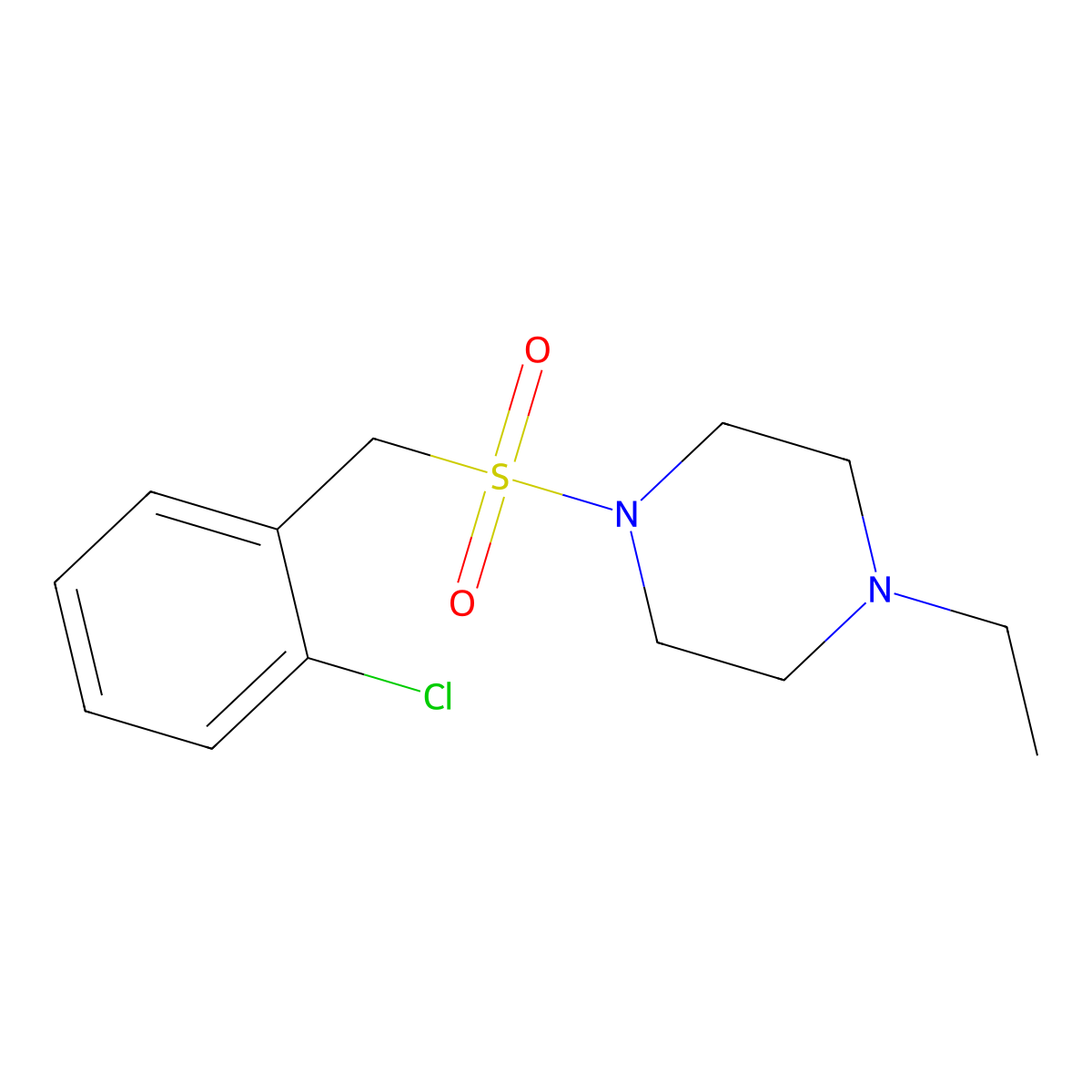 1-[(2-Chlorophenyl)methylsulfonyl]-4-ethylpiperazine molecular structure, CAS 838868-66-9