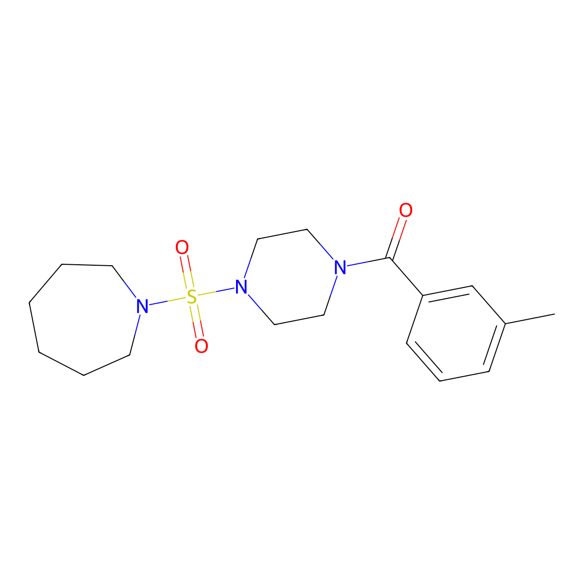 [4-(Azepane-1-sulfonyl)-piperazin-1-yl]-m-tolyl-methanone molecular structure, CAS 838868-86-3