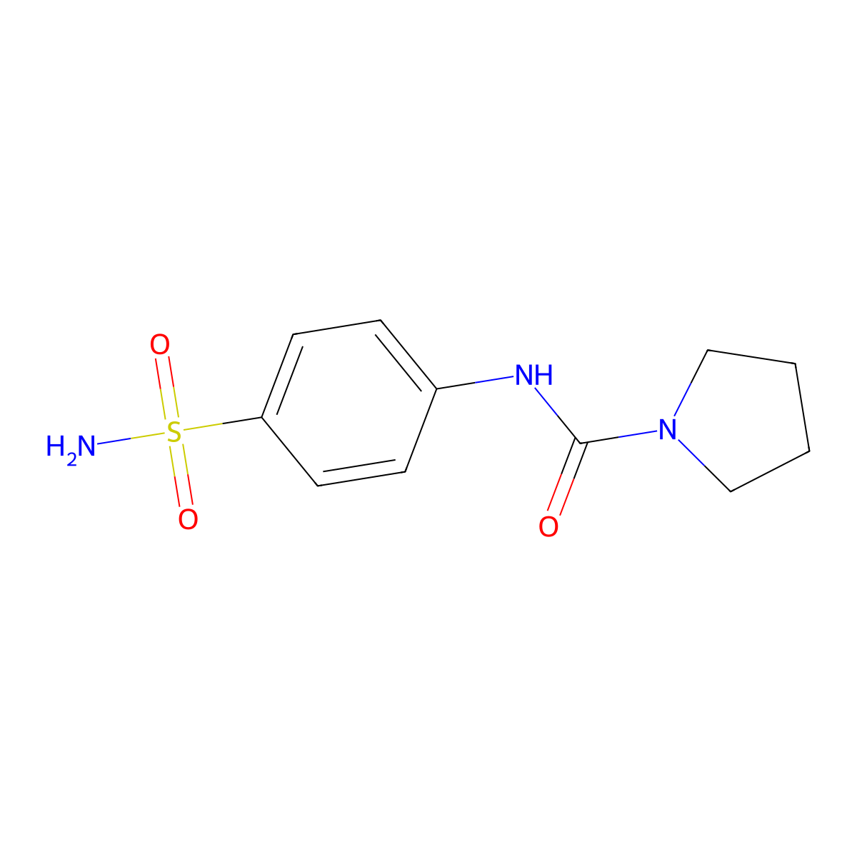 N-(4-sulfamoylphenyl)pyrrolidine-1-carboxamide molecular structure, CAS 838868-88-5