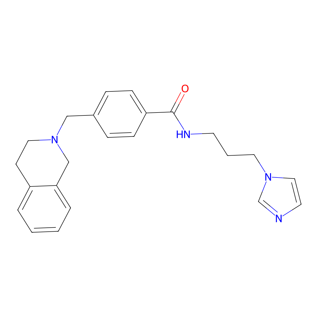4-(3,4-dihydro-1H-isoquinolin-2-ylmethyl)-N-(3-imidazol-1-ylpropyl)benzamide molecular structure, CAS 838868-93-2