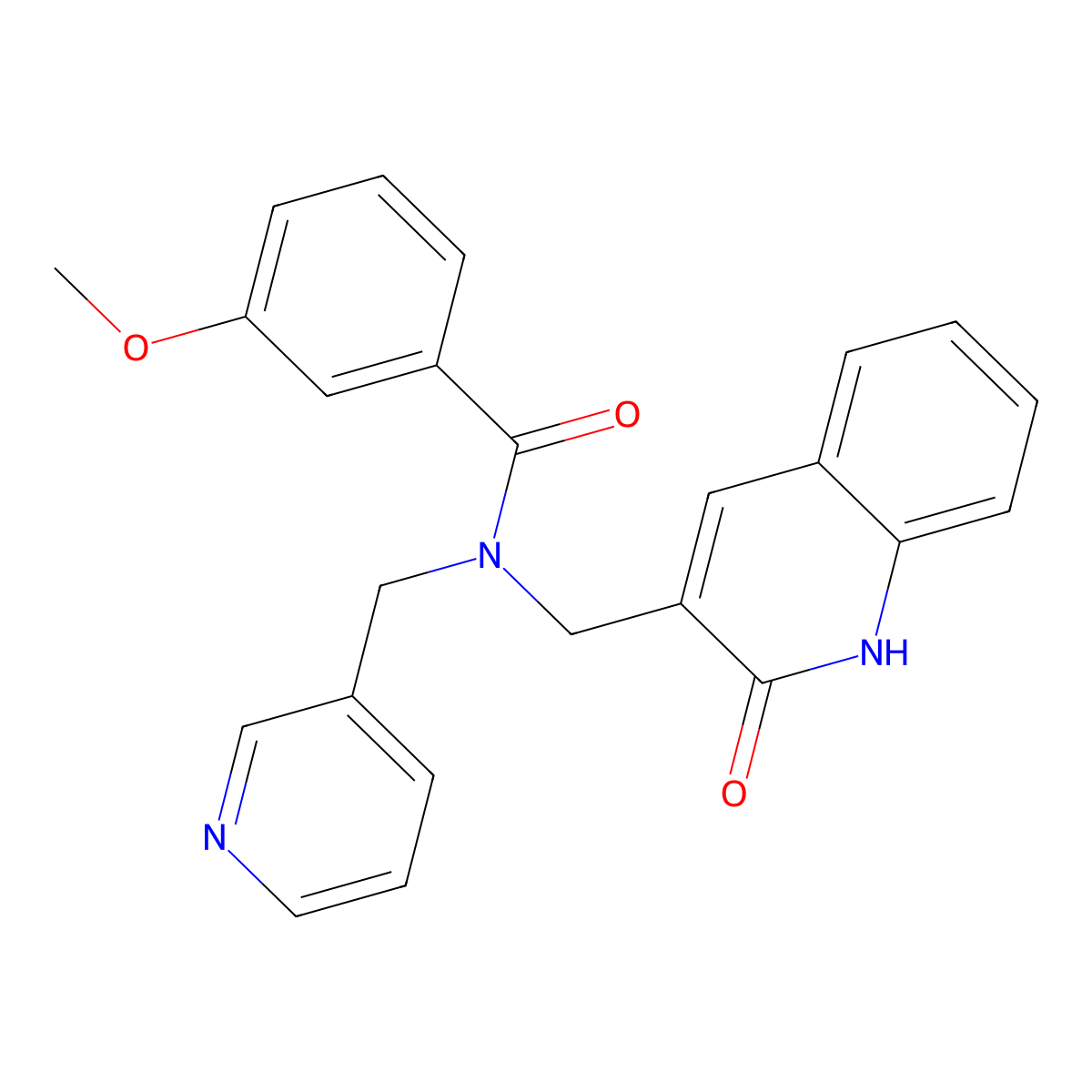 3-methoxy-N-[(2-oxo-1H-quinolin-3-yl)methyl]-N-(pyridin-3-ylmethyl)benzamide molecular structure, CAS 838869-04-8