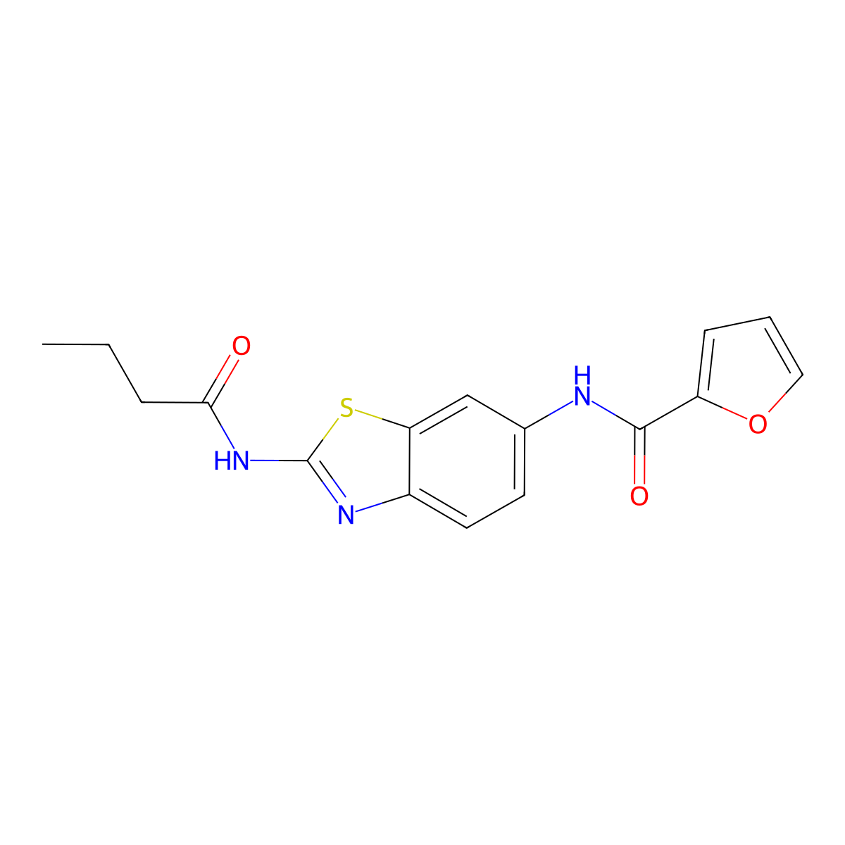 N-[2-(butanoylamino)-1,3-benzothiazol-6-yl]furan-2-carboxamide molecular structure, CAS 838869-07-1
