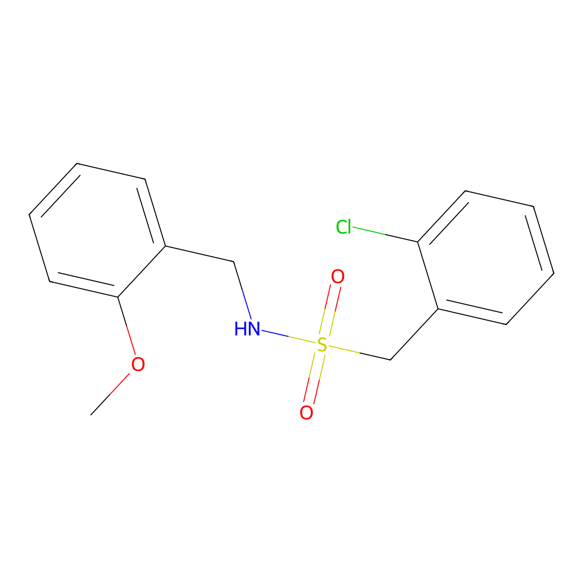 1-(2-chlorophenyl)-N-[(2-methoxyphenyl)methyl]methanesulfonamide molecular structure, CAS 838869-09-3