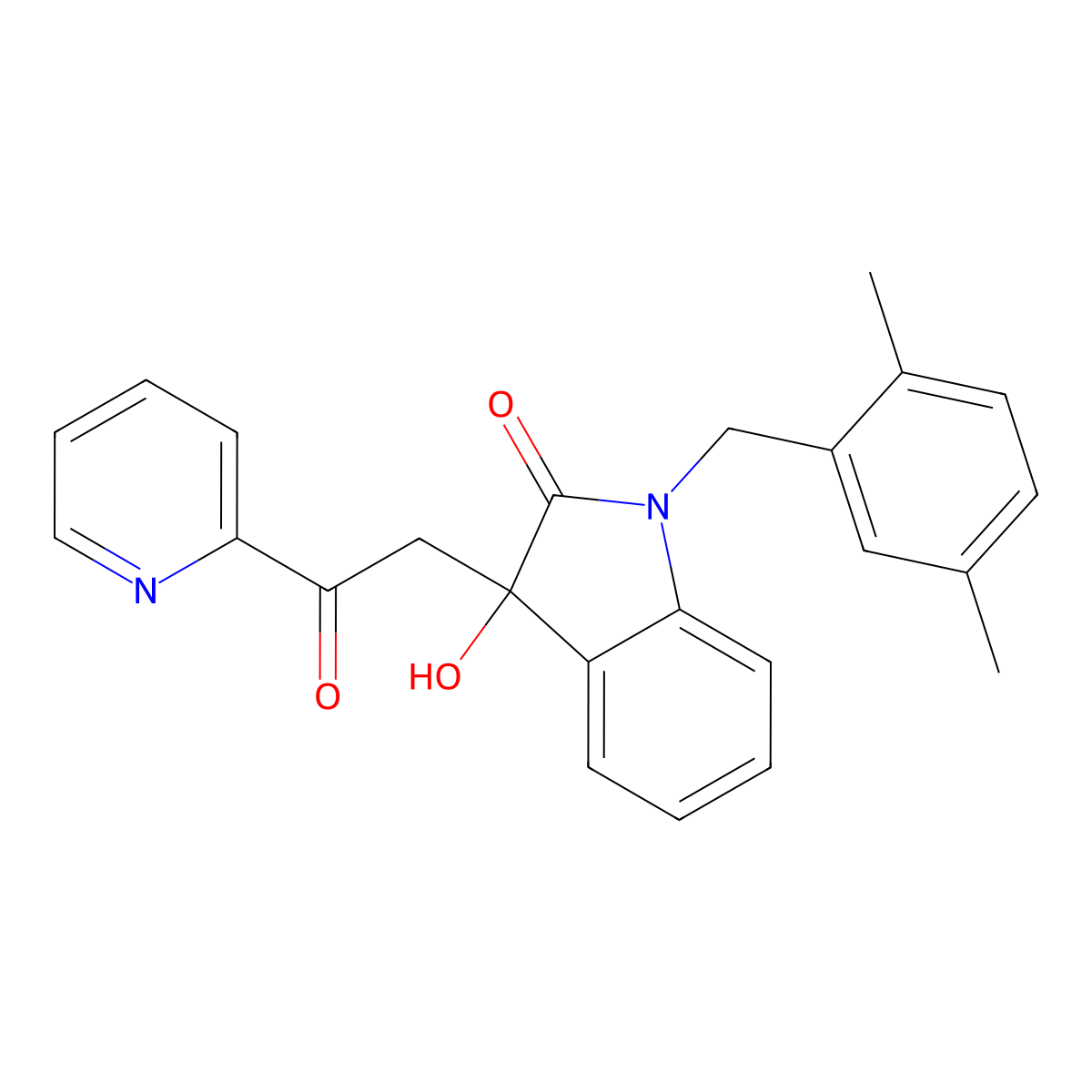 1-[(2,5-Dimethylphenyl)methyl]-3-hydroxy-3-(2-oxo-2-pyridin-2-ylethyl)indol-2-one molecular structure, CAS 838869-12-8