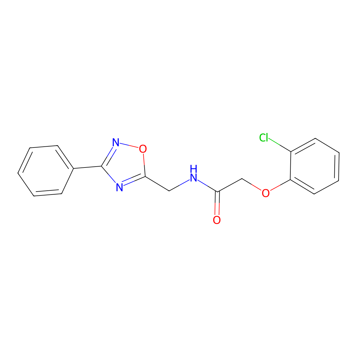 2-(2-chlorophenoxy)-N-[(3-phenyl-1,2,4-oxadiazol-5-yl)methyl]acetamide molecular structure, CAS 838869-14-0