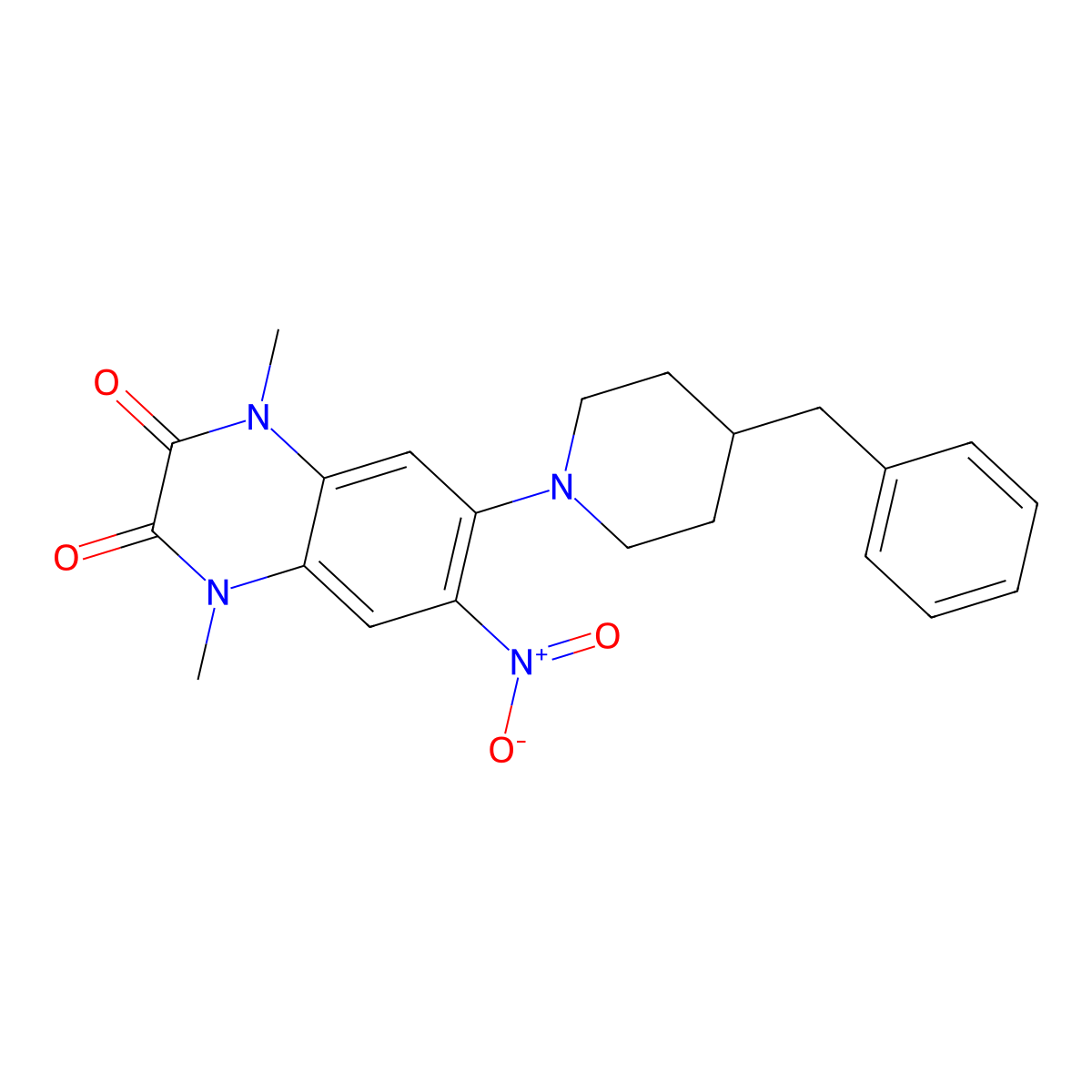 6-(4-Benzylpiperidin-1-yl)-1,4-dimethyl-7-nitroquinoxaline-2,3-dione molecular structure, CAS 838869-36-6