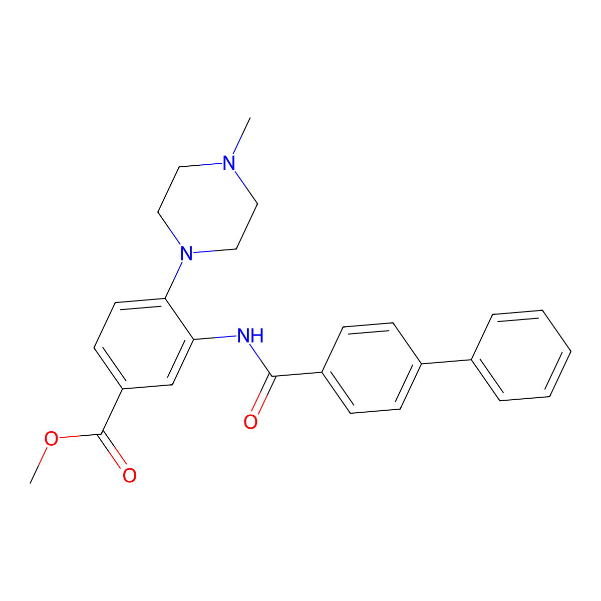 Methyl 4-(4-methylpiperazin-1-yl)-3-[(4-phenylbenzoyl)amino]benzoate molecular structure, CAS 838869-42-4
