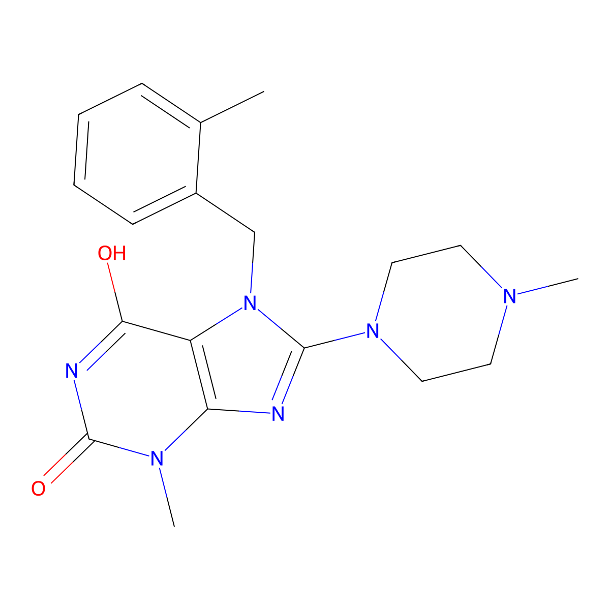 3-methyl-7-(2-methylbenzyl)-8-(4-methylpiperazin-1-yl)-1H-purine-2,6(3H,7H)-dione molecular structure, CAS 838869-46-8